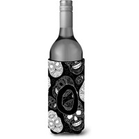 Letter O Day of the Dead Skulls Black Wine Bottle Beverage Insulator Hugger CJ2008-OLITERK