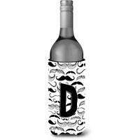 Letter D Moustache Initial Wine Bottle Beverage Insulator Hugger CJ2009-DLITERK