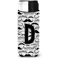 Letter D Moustache Initial Ultra Beverage Insulators for slim cans CJ2009-DMUK