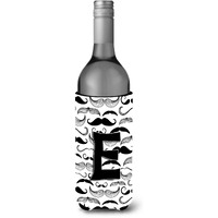 Letter E Moustache Initial Wine Bottle Beverage Insulator Hugger CJ2009-ELITERK
