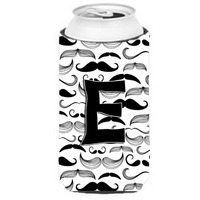 Letter E Moustache Initial Tall Boy Beverage Insulator Hugger CJ2009-ETBC
