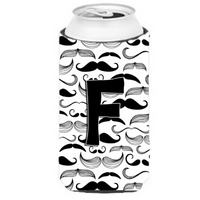 Letter F Moustache Initial Tall Boy Beverage Insulator Hugger CJ2009-FTBC