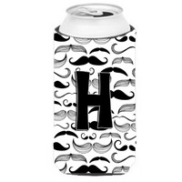 Letter H Moustache Initial Tall Boy Beverage Insulator Hugger CJ2009-HTBC