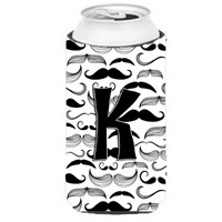 Letter K Moustache Initial Tall Boy Beverage Insulator Hugger CJ2009-KTBC