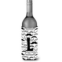Letter L Moustache Initial Wine Bottle Beverage Insulator Hugger CJ2009-LLITERK