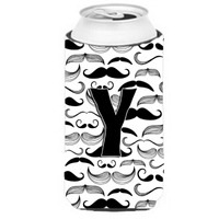 Letter Y Moustache Initial Tall Boy Beverage Insulator Hugger CJ2009-YTBC