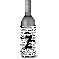Letter Z Moustache Initial Wine Bottle Beverage Insulator Hugger CJ2009-ZLITERK