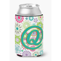 Letter Q Flowers Pink Teal Green Initial Can or Bottle Hugger CJ2011-QCC
