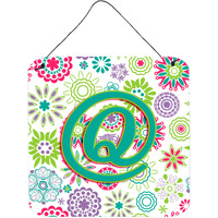 "Caroline's Treasures Letter Q Flowers Pink Teal Green Initial with Wall or Door Hanging Prints, 6 x 6"""