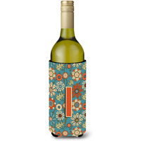 Letter I Flowers Retro Blue Wine Bottle Beverage Insulator Hugger CJ2012-ILITERK