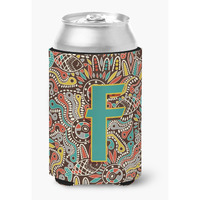 "Caroline's Treasures CJ2013-FCC Letter F Retro Tribal Alphabet Initial Can or Bottle Hugger, Multicolor"