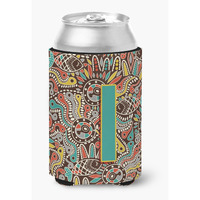 Letter I Retro Tribal Alphabet Initial Can or Bottle Hugger CJ2013-ICC