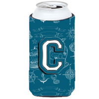 Letter C Sea Doodles Initial Alphabet Tall Boy Beverage Insulator Hugger CJ2014-CTBC