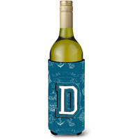 Letter D Sea Doodles Initial Alphabet Wine Bottle Beverage Insulator Hugger CJ2014-DLITERK