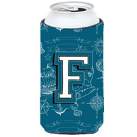 Letter F Sea Doodles Initial Alphabet Tall Boy Beverage Insulator Hugger CJ2014-FTBC