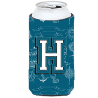 Letter H Sea Doodles Initial Alphabet Tall Boy Beverage Insulator Hugger CJ2014-HTBC