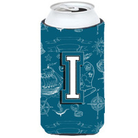 Letter I Sea Doodles Initial Alphabet Tall Boy Beverage Insulator Hugger CJ2014-ITBC