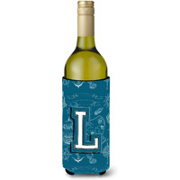 Letter L Sea Doodles Initial Alphabet Wine Bottle Beverage Insulator Hugger CJ2014-LLITERK