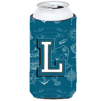 Letter L Sea Doodles Initial Alphabet Tall Boy Beverage Insulator Hugger CJ2014-LTBC