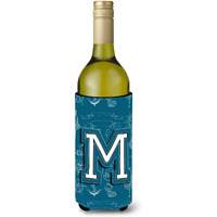 Letter M Sea Doodles Initial Alphabet Wine Bottle Beverage Insulator Hugger CJ2014-MLITERK