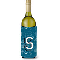 Letter S Sea Doodles Initial Alphabet Wine Bottle Beverage Insulator Hugger CJ2014-SLITERK
