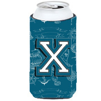 Letter X Sea Doodles Initial Alphabet Tall Boy Beverage Insulator Hugger CJ2014-XTBC