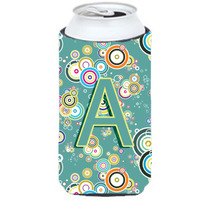 Letter A Circle Circle Teal Initial Alphabet Tall Boy Beverage Insulator Hugger CJ2015-ATBC