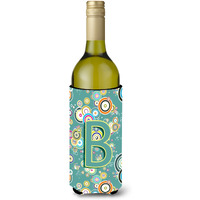 Letter B Circle Circle Teal Initial Alphabet Wine Bottle Beverage Insulator Hugger CJ2015-BLITERK