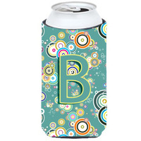 Letter B Circle Circle Teal Initial Alphabet Tall Boy Beverage Insulator Hugger CJ2015-BTBC