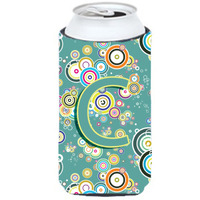 Letter C Circle Circle Teal Initial Alphabet Tall Boy Beverage Insulator Hugger CJ2015-CTBC