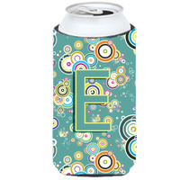 Letter E Circle Circle Teal Initial Alphabet Tall Boy Beverage Insulator Hugger CJ2015-ETBC