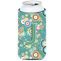Letter J Circle Circle Teal Initial Alphabet Tall Boy Beverage Insulator Hugger CJ2015-JTBC