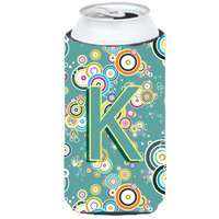 Letter K Circle Circle Teal Initial Alphabet Tall Boy Beverage Insulator Hugger CJ2015-KTBC