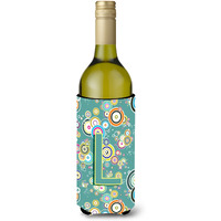 Letter L Circle Circle Teal Initial Alphabet Wine Bottle Beverage Insulator Hugger CJ2015-LLITERK
