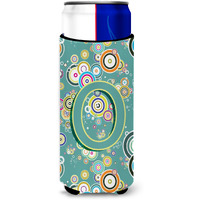Letter O Circle Circle Teal Initial Alphabet Ultra Beverage Insulators for slim cans CJ2015-OMUK