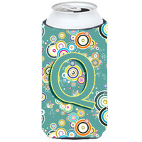 Letter Q Circle Circle Teal Initial Alphabet Tall Boy Beverage Insulator Hugger CJ2015-QTBC