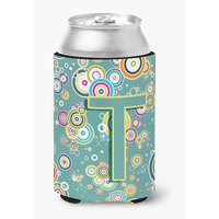 Letter T Circle Circle Teal Initial Alphabet Can or Bottle Hugger CJ2015-TCC