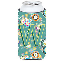 Letter W Circle Circle Teal Initial Alphabet Tall Boy Beverage Insulator Hugger CJ2015-WTBC