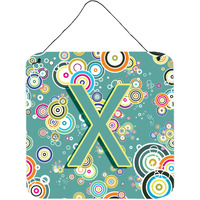 "Caroline's Treasures Letter X Circle Teal Initial with Alphabet Wall or Door Hanging Prints, 6 x 6"""
