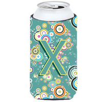 Letter X Circle Circle Teal Initial Alphabet Tall Boy Beverage Insulator Hugger CJ2015-XTBC