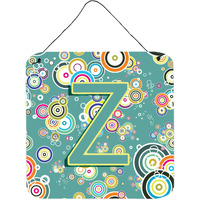 "Caroline's Treasures Letter Z Circle Teal Initial with Alphabet Wall or Door Hanging Prints, 6 x 6"""