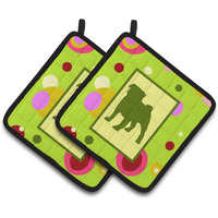 "Caroline's Treasures Pug Pair of Pot Holders CK1053PTHD, 7.5HX7.5W, Multicolor"