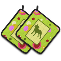 "Caroline's Treasures Staffie Pair of Pot Holders CK1060PTHD, 7.5HX7.5W, Multicolor"