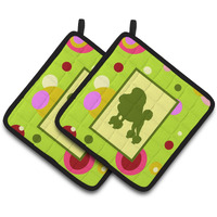 "Caroline's Treasures Poodle Pair of Pot Holders CK1106PTHD, 7.5HX7.5W, Multicolor"