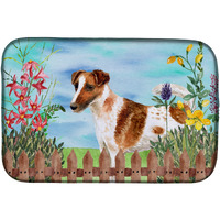 "Caroline's Treasures Smooth Fox Terrier Spring Dish Drying Mat, 14"" x 21"""
