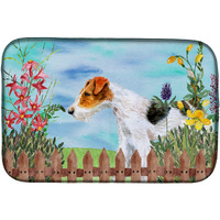 "Caroline's Treasures Fox Terrier Spring Dish Drying Mat, 14"" x 21"""