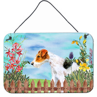 "Caroline's Treasures Fox Terrier Spring Metal Print, 8"" x 12"""