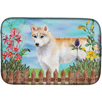 "Caroline's Treasures Siberian Husky Spring Dish Drying Mat, 14"" x 21"""