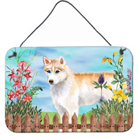 "Caroline's Treasures Siberian Husky Spring Metal Print, 8"" x 12"", Multicolor"