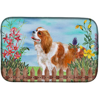 "Caroline's Treasures Cavalier Spaniel Spring Dish Drying Mat, 14 x 21"